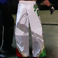 Pants, Temple: White w/ Green & Red