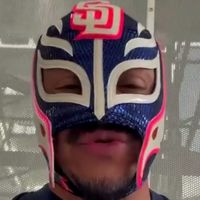 Rey Mysterio - Mask: San Diego Padres (Blue w/ Pink)