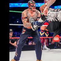 Rey Mysterio - Pants, Gothic: Dark Blue w/ Red & Gold